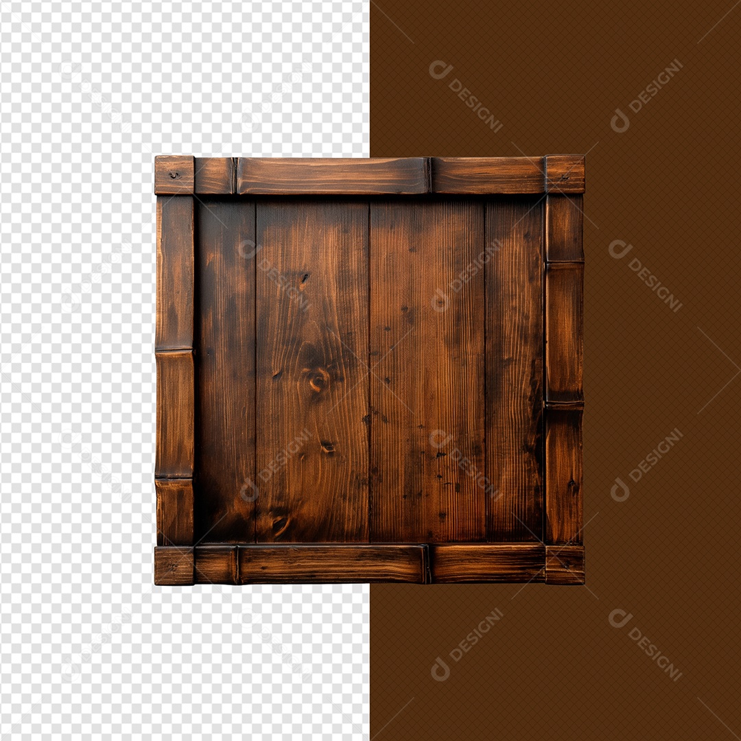 Mooldura De Madeira Quadrada Elemento 3D Para Composição PSD