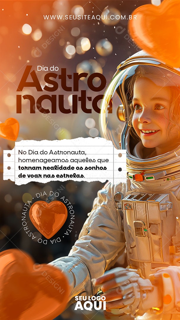 Story Dia do Astronauta 09 de Janeiro Tornam Realidade os Sonhos de Voar nas Estrelas Social Media PSD Editável