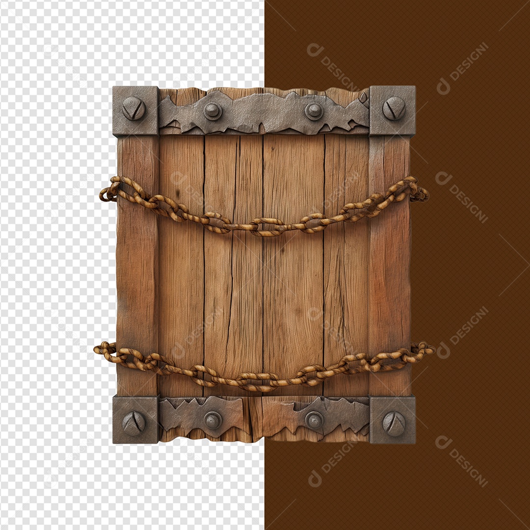 Elemento 3D Moldura Quadrada Ferro Correntes Para Composição PSD