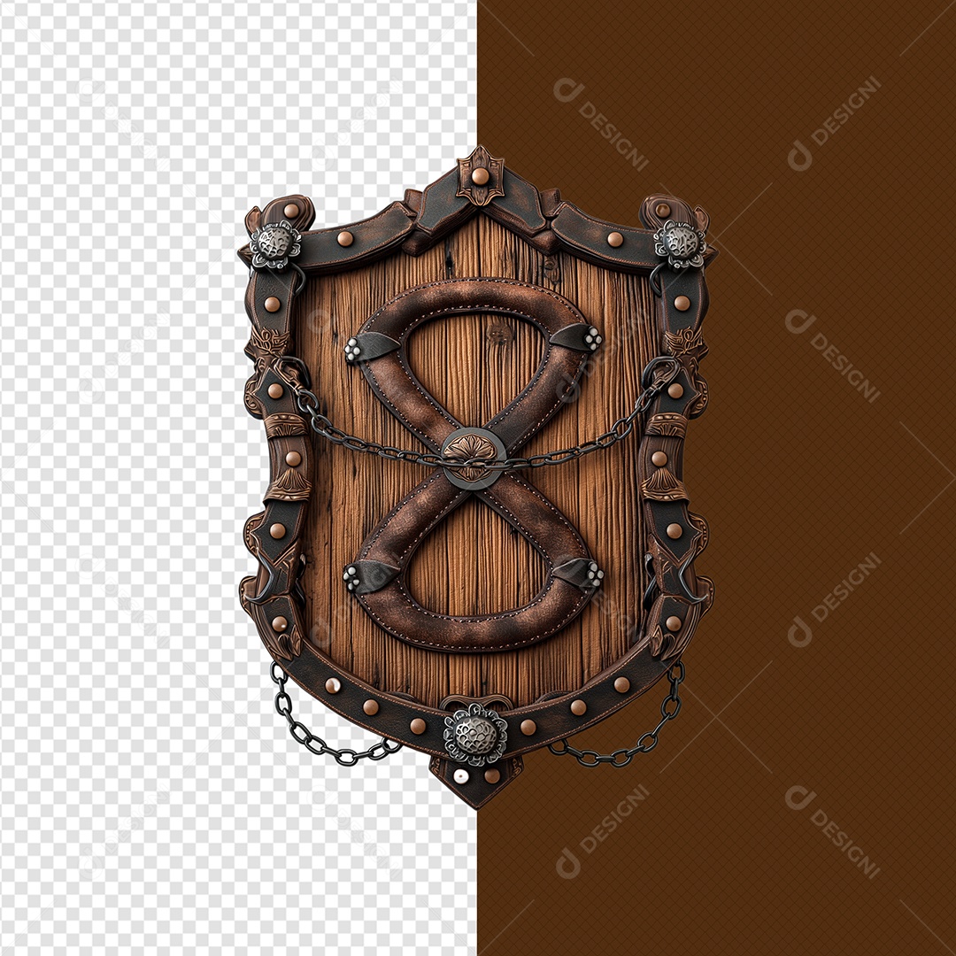 Elemento 3D Moldura De Madeira Ferro Correntes Para Composição PSD