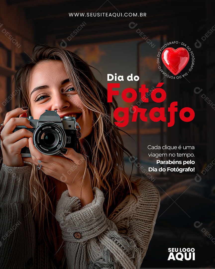Dia Do Fotógrafo 08 De Janeiro Cada Clique é uma Viagem no Tempo Social Media PSD Editável