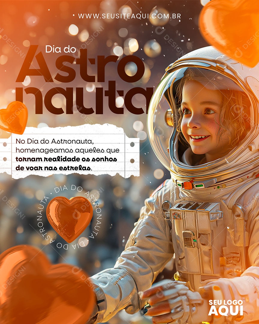 Dia do Astronauta 09 de Janeiro Tornam Realidade os Sonhos de Voar nas Estrelas Social Media PSD Editável