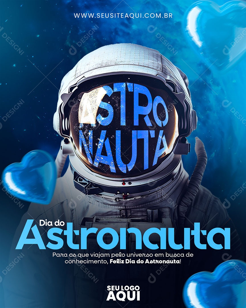 Feliz Dia do Astronauta 09 de Janeiro Social Media PSD Editável