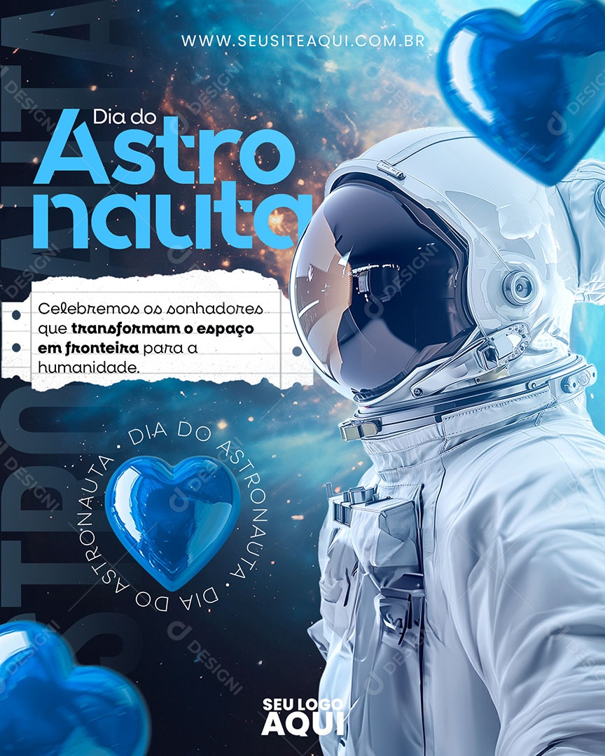 Dia do Astronauta 09 de Janeiro Transformam o Espaço em Fronteira Social Media PSD Editável