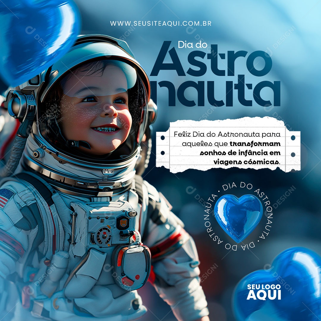 Feed Dia do Astronauta 09 de Janeiro Transformam Sonhos de Infância em Viagens Social Media PSD Editável