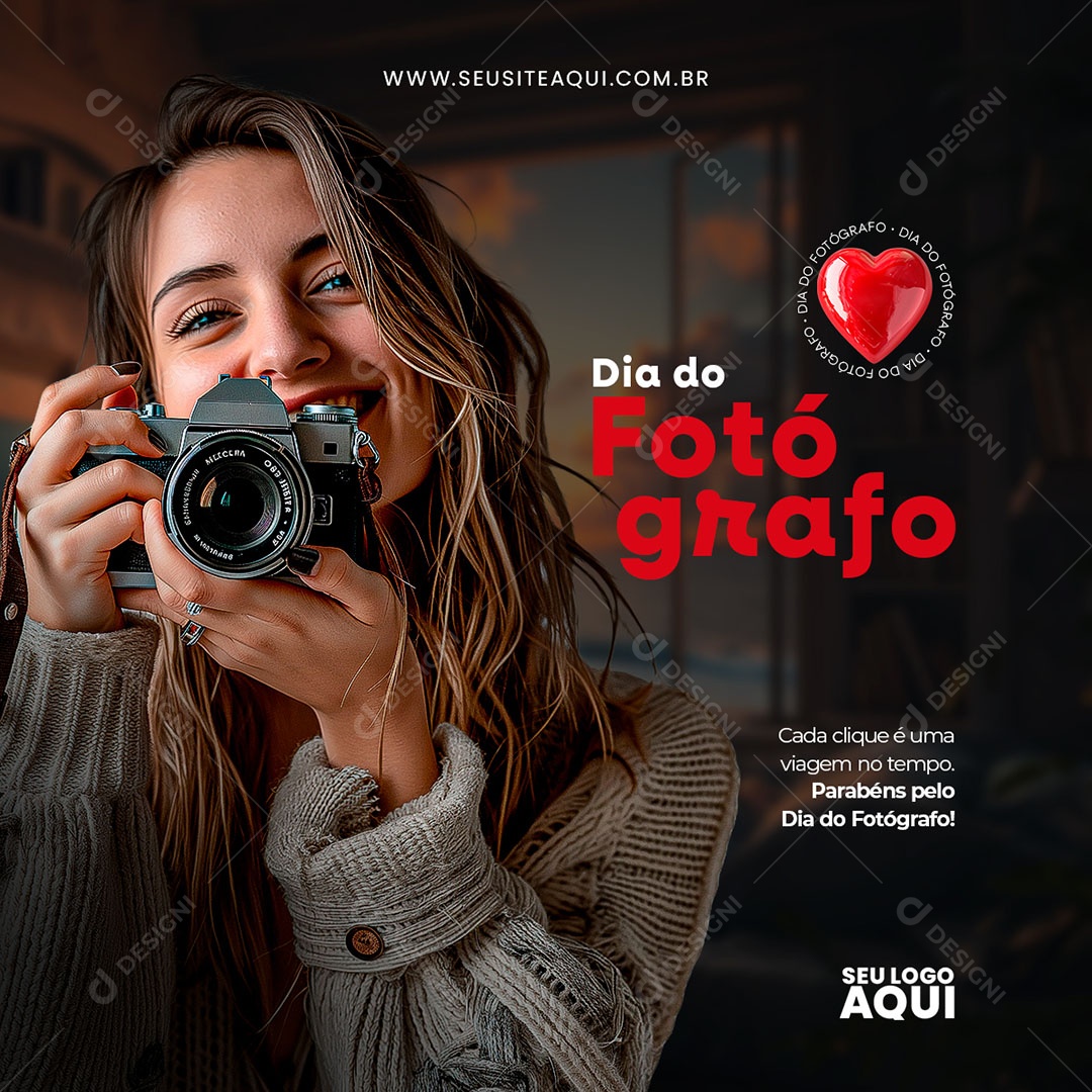 Feed Dia Do Fotógrafo 08 De Janeiro Cada Clique é uma Viagem no Tempo Social Media PSD Editável
