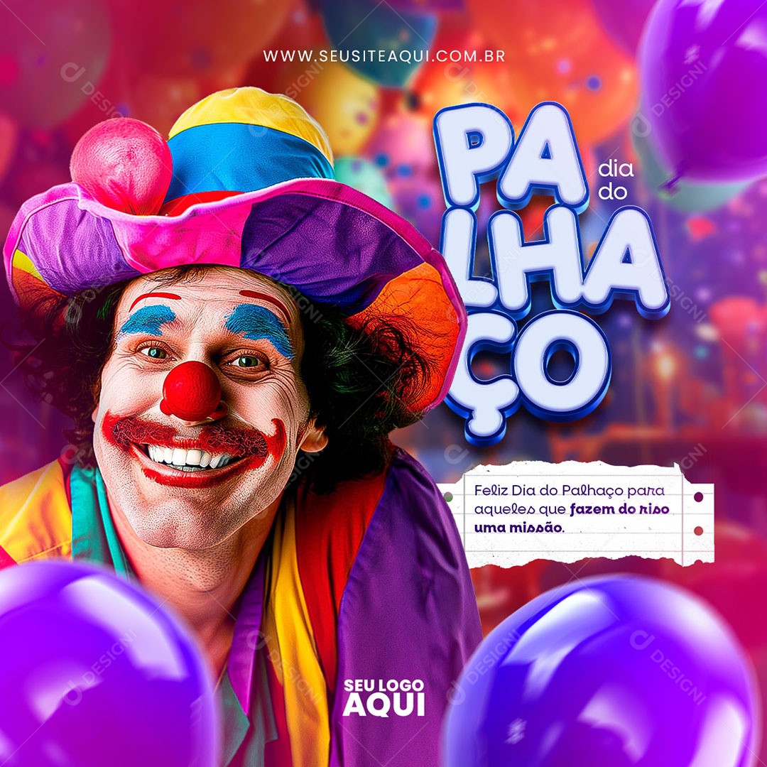 Feed Dia do Palhaço 10 de Dezembro para Aqueles que Fazem de Riso uma Missão Social Media PSD Editável
