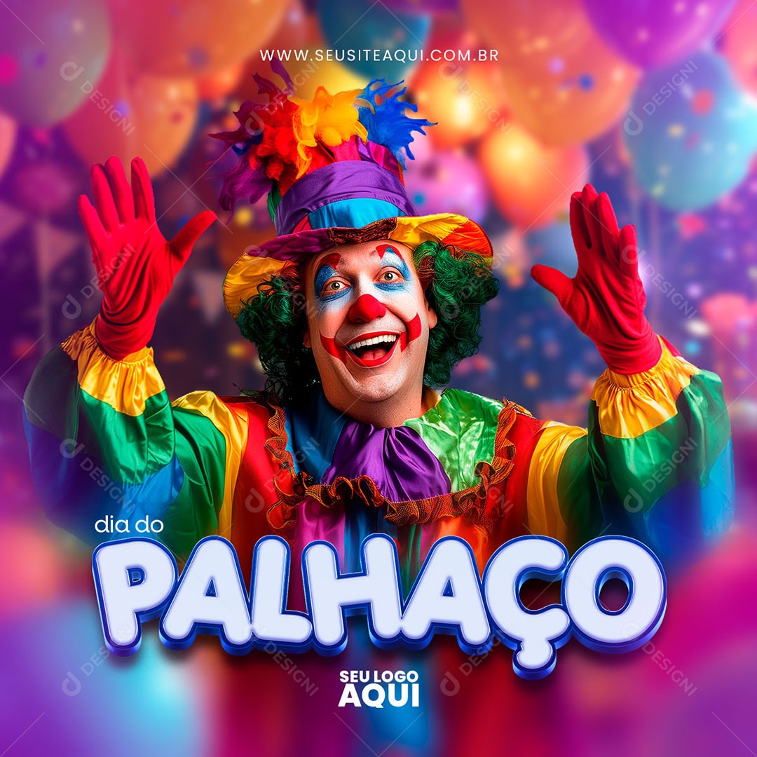 Feed Social Media Dia do Palhaço 10 de Dezembro PSD Editável