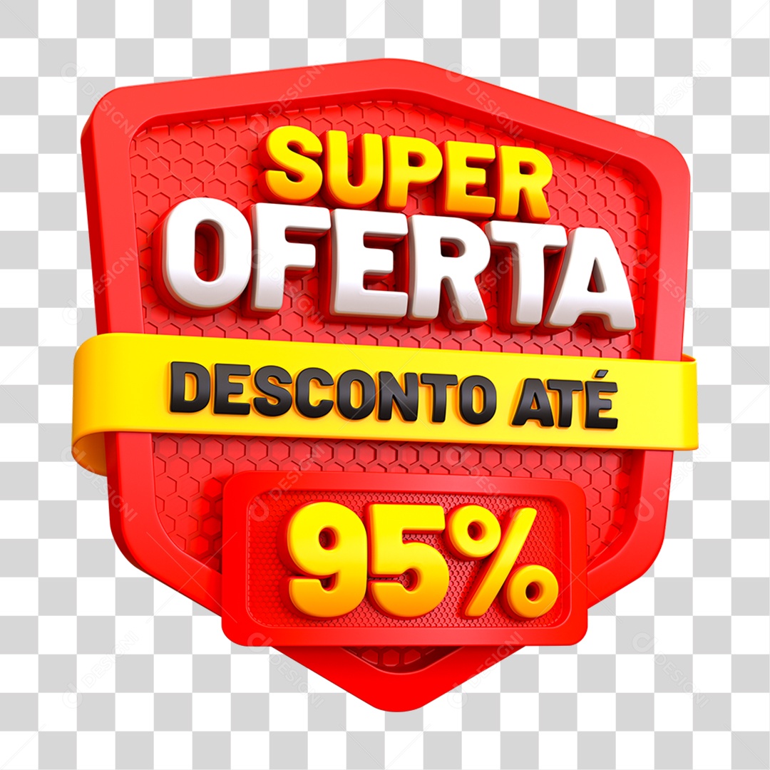 Selo 3D Super Oferta Descontos 95% PNG Transparente
