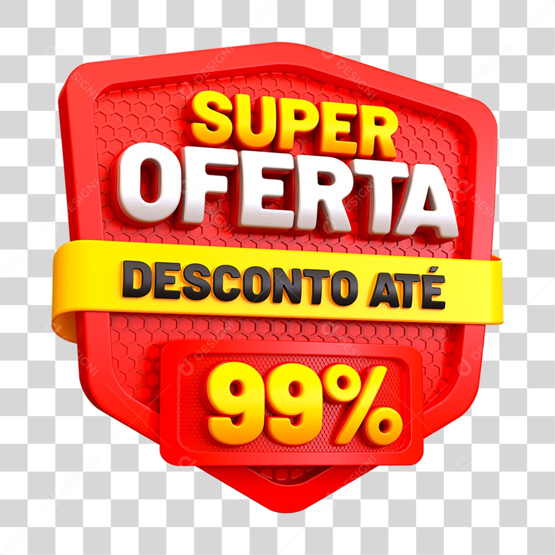 Selo 3D Super Oferta Descontos 99% PNG Transparente