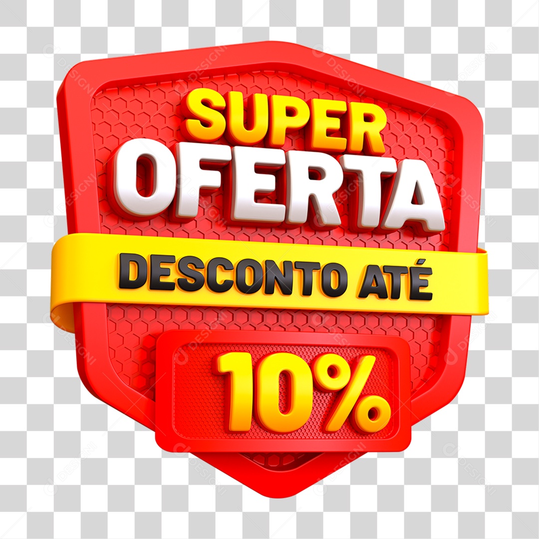 Selo 3D Super Oferta Descontos 10% PNG Transparente