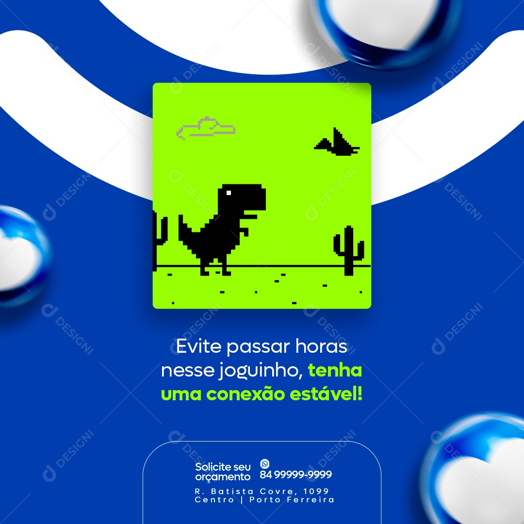 Provedor De Internet Evite passar horas nesse joguinho Social Media PSD Editável