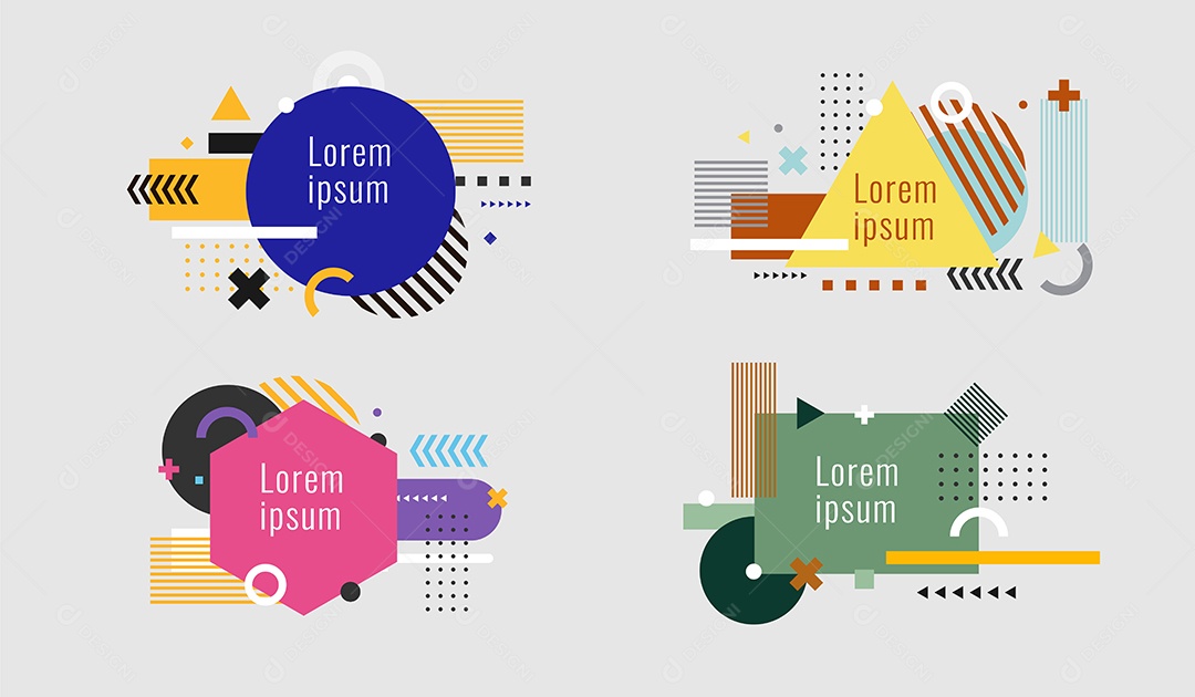 Conjunto de Formas Geométricas Ilustração Vetor EPS