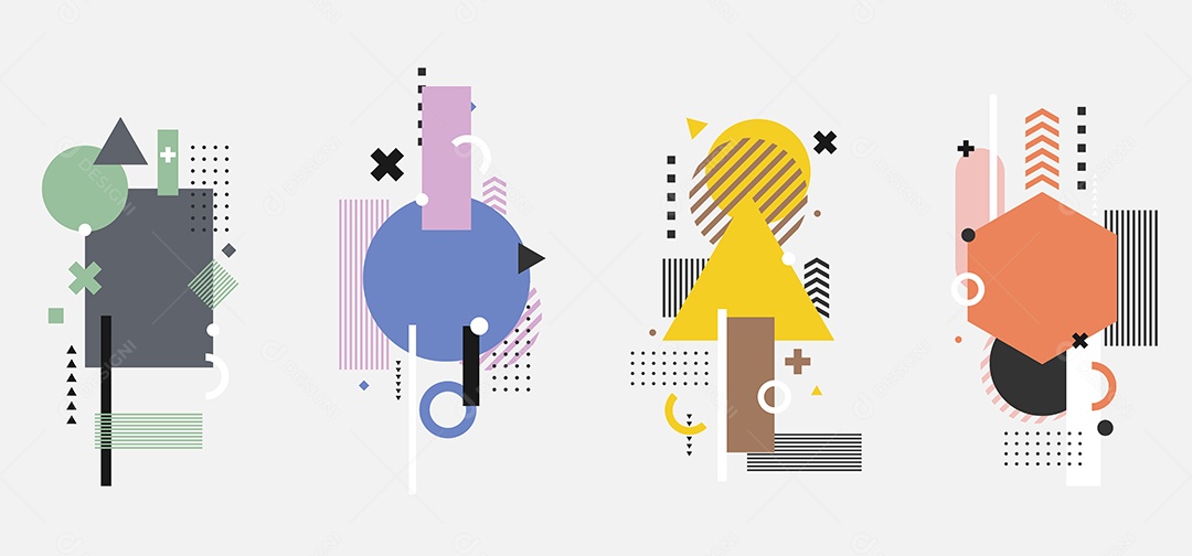 Conjunto de Formas Geométricas Ilustração Vetor EPS