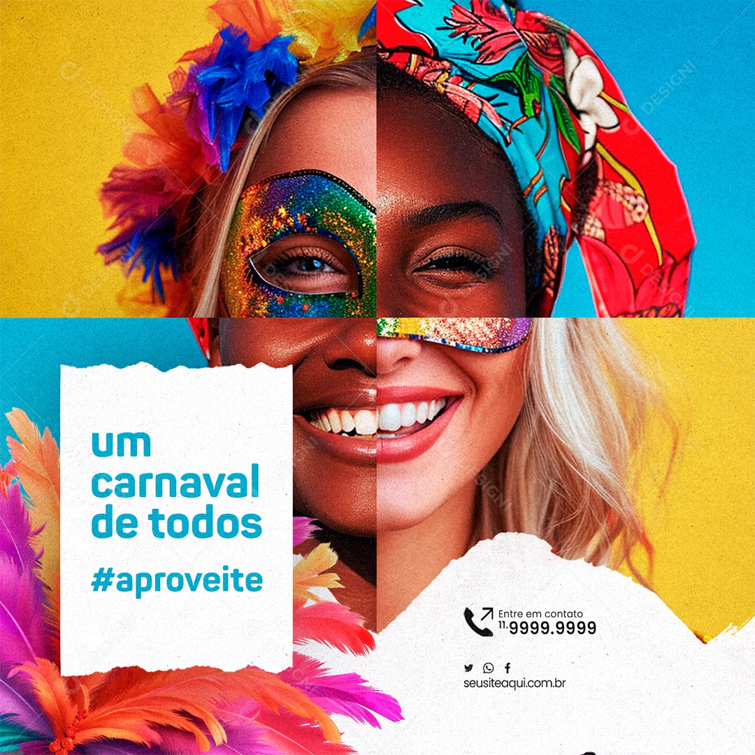 Um Carnaval de Todos aproveite Social Media PSD Editável