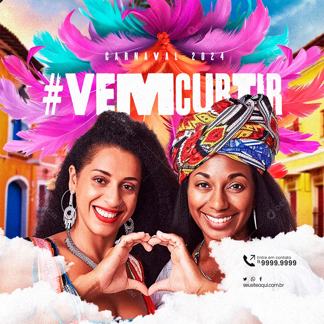 Carnaval 2024 Vem Curtir Social Media PSD Editável