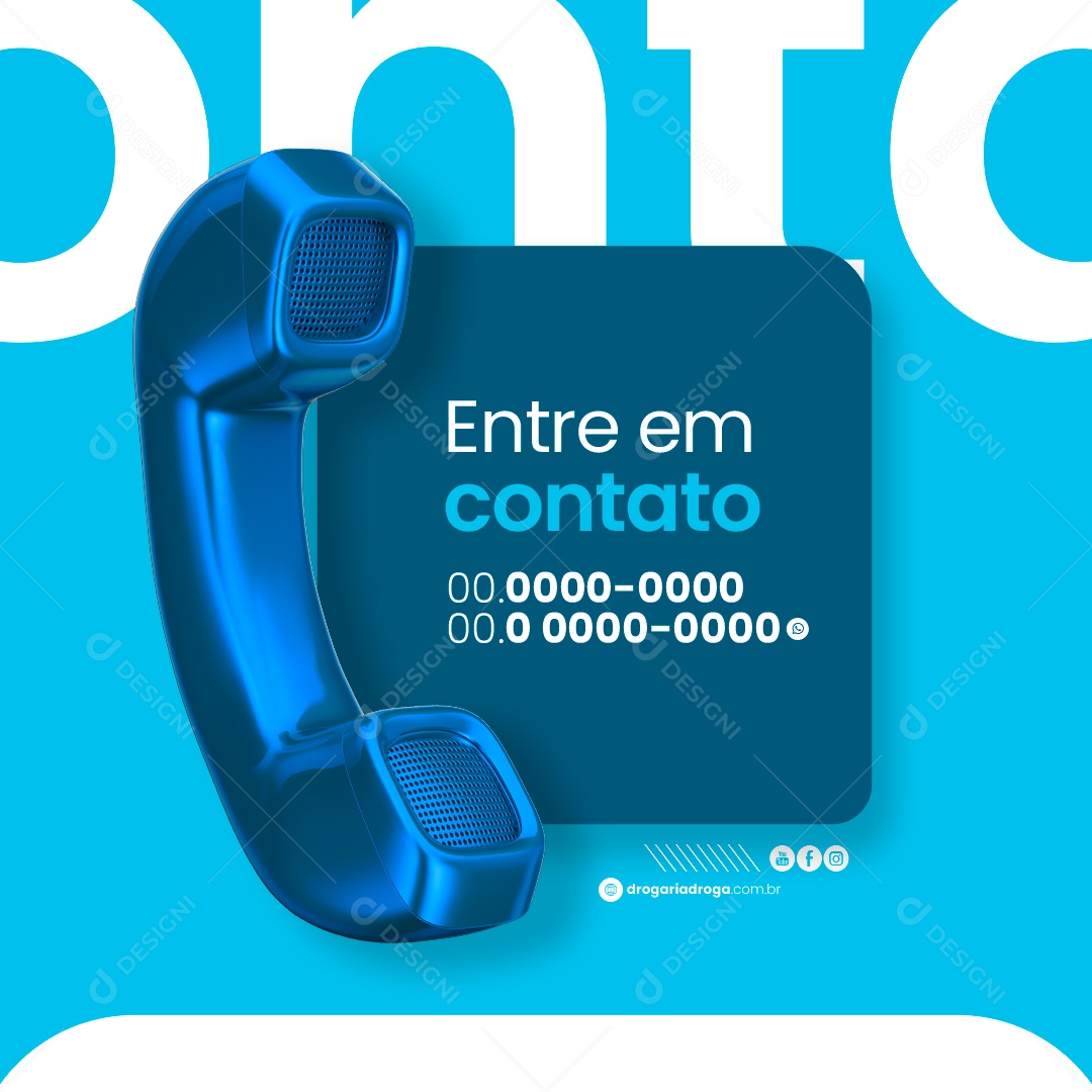 Farmácia Entre em contato Social Media PSD Editável