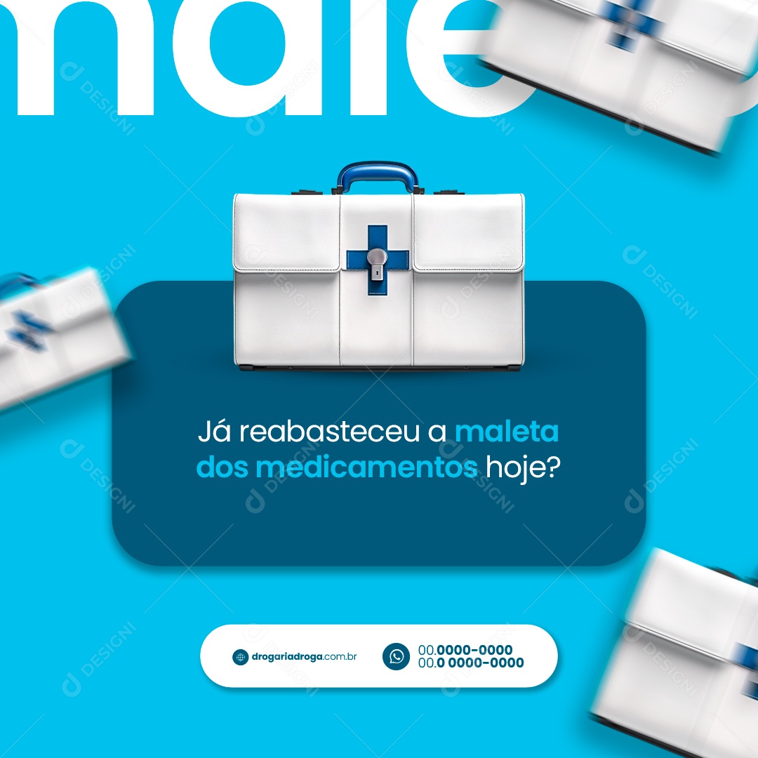 Farmácia Já reabasteceu a maleta dos medicamentos hoje Social Media PSD Editável