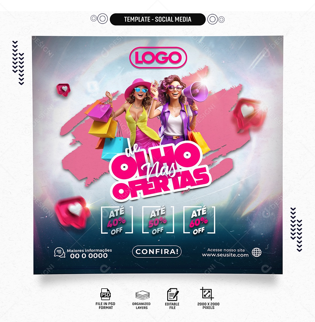 Feed De Olho Nas Ofertas Social Media PSD Editável