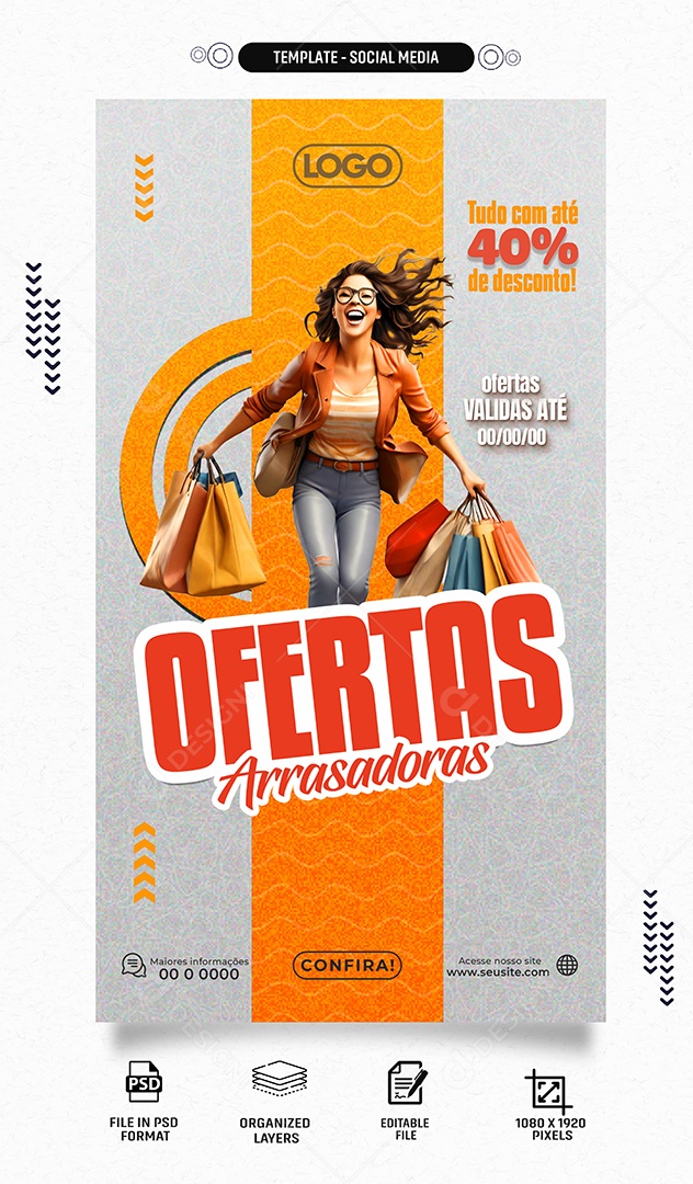 Social Media Story Ofertas Arrasadores PSD Editável