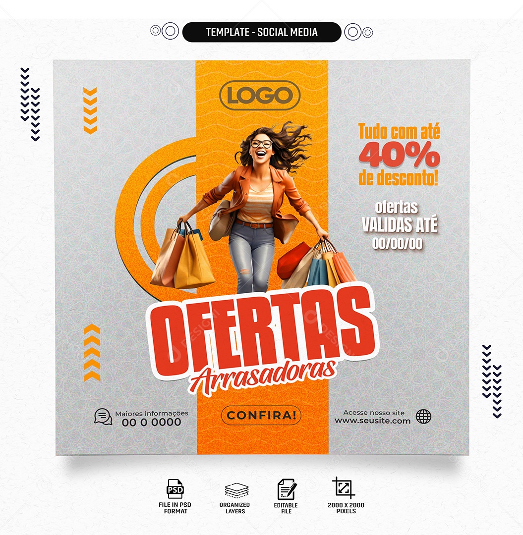 Social Media Feed Ofertas Arrasadores PSD Editável