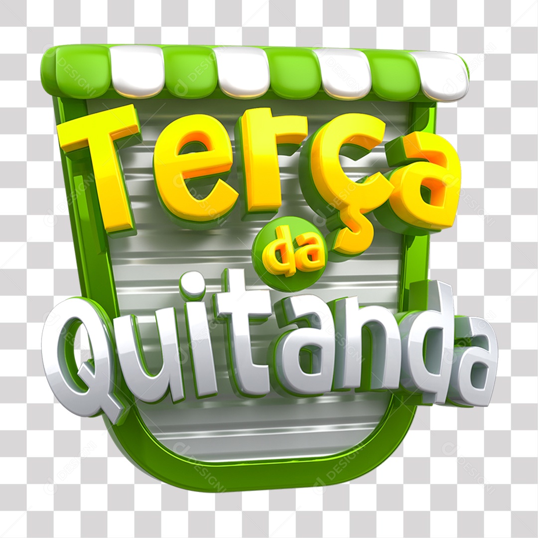 Quinta da Verdura Selo 3D Amarelo Verde e Cinza para Composição PNG Transparente