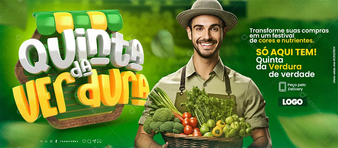 Banner Quinta da Verdura Hortifruti Transforme suas compras em um festival Social Media PSD Editável