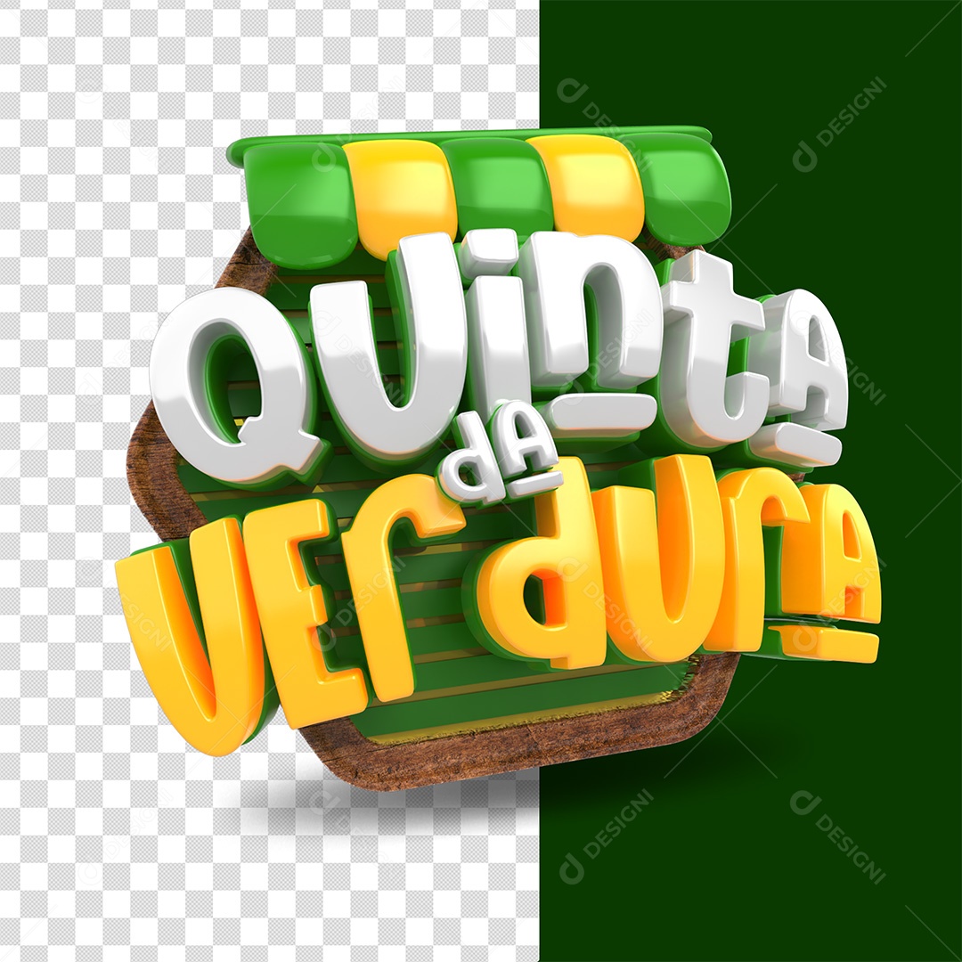 Selo 3D Quinta da Verdura Amarelo Verde e Cinza para Composição PSD