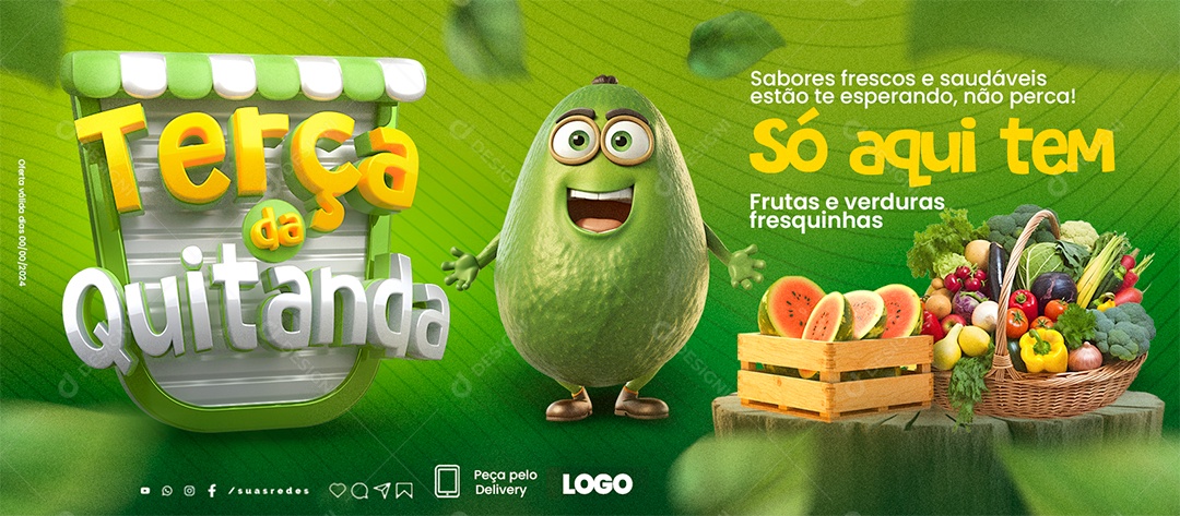 Banner Terça da Quitanda Hortifruti Sabores frescos e saudáveis Social Media PSD Editável