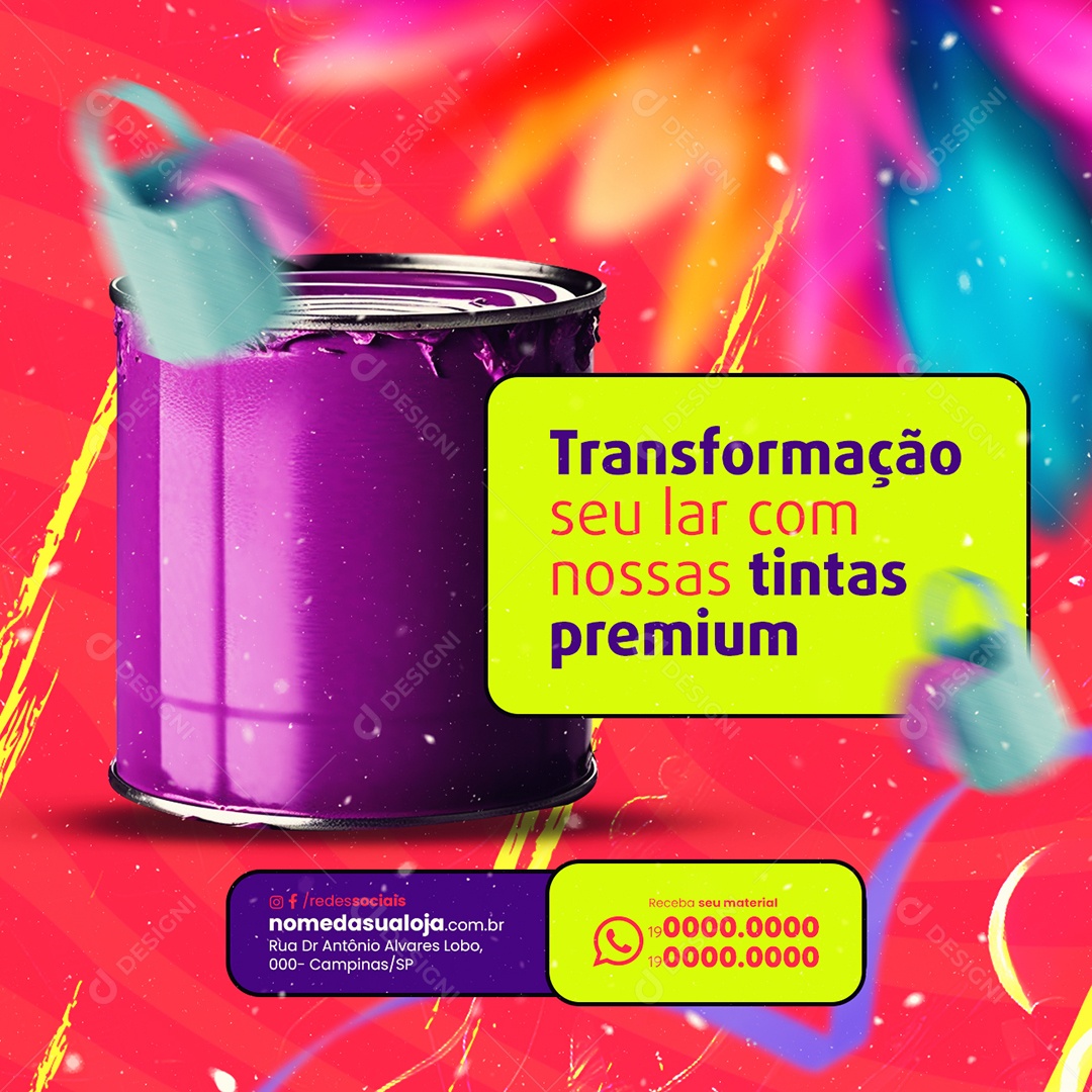 Material de Construção Carnaval Transformação seu lar com nossas tintas Social Media PSD Editável