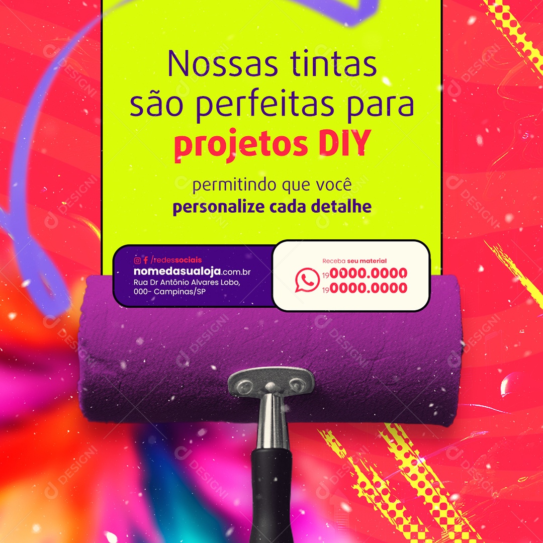 Material de Construção Carnaval Nossas tintas são perfeitas Social Media PSD Editável