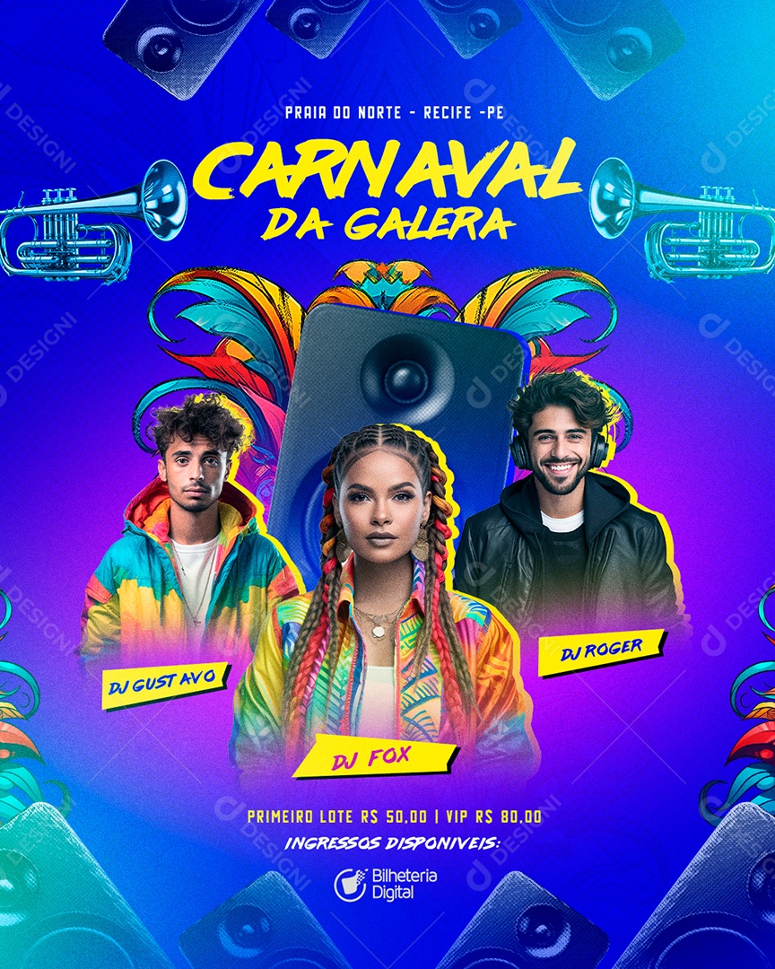 Social Media Flyer Carnaval Da Galera PSD Editável