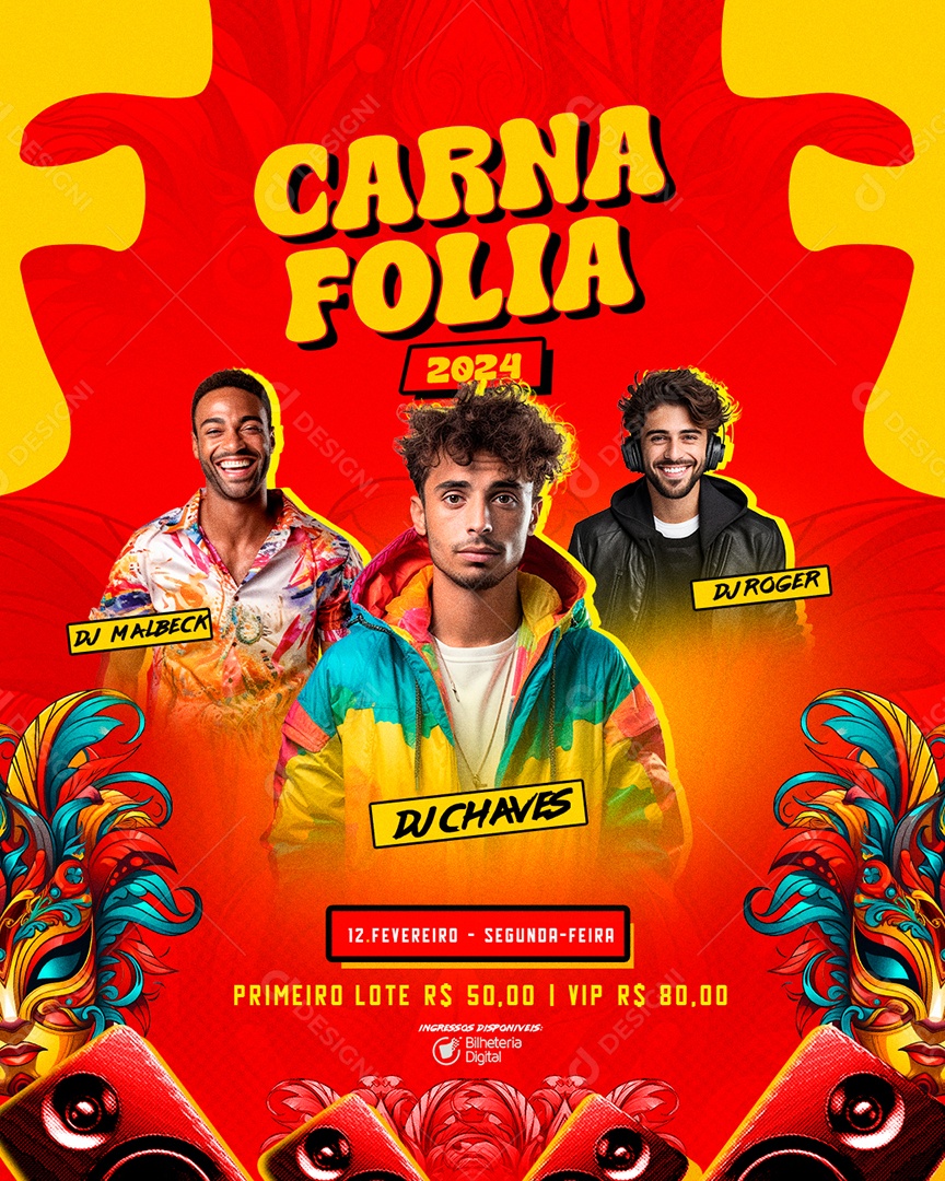 Social Media Flyer Carna Folia 2024 PSD Editável