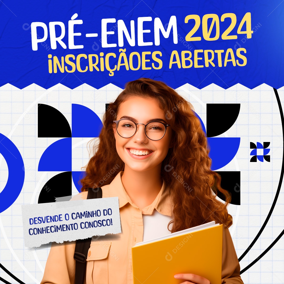 Social Media Feed Pré Enem 2024 Inscrições Abertas PSD Editável