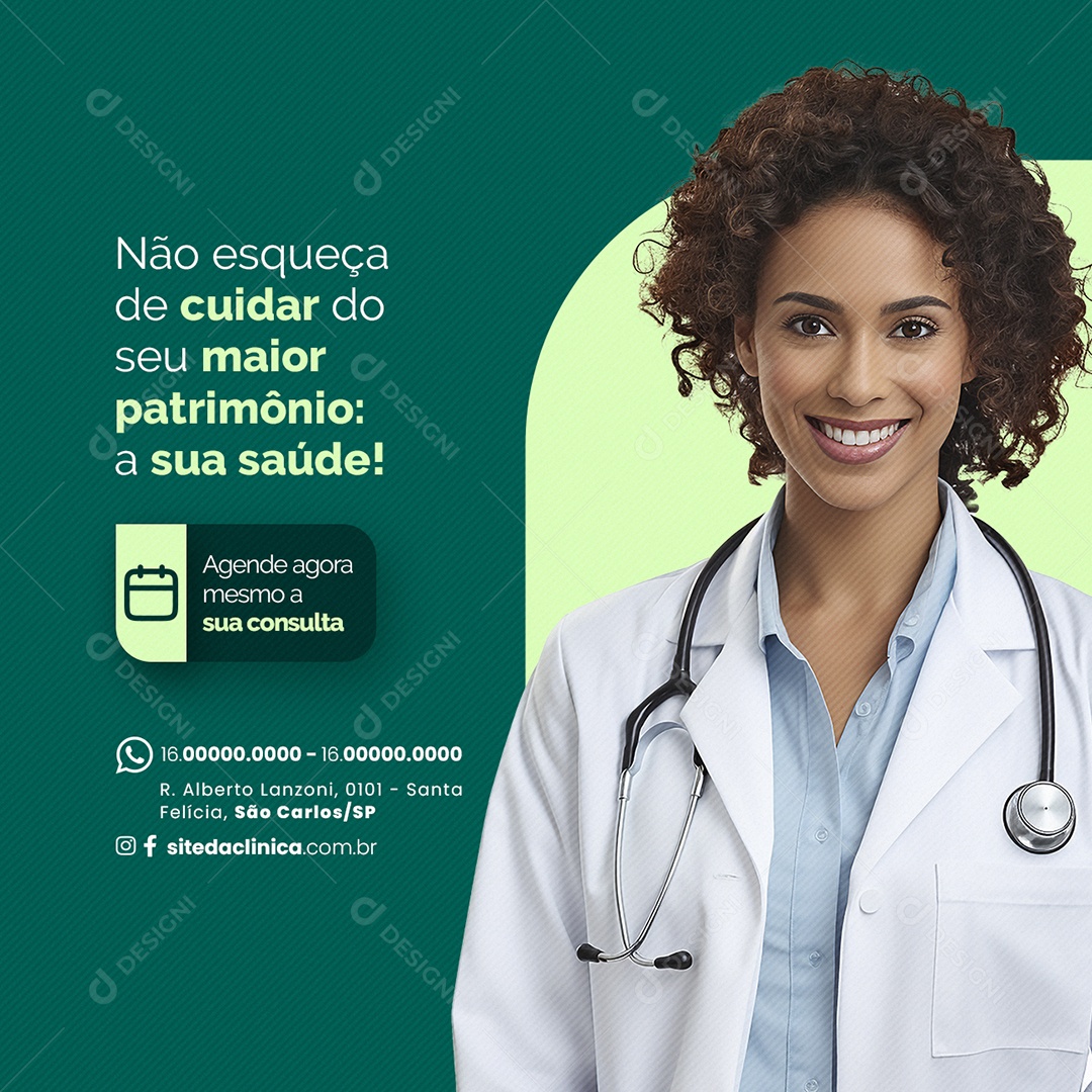 Clínica Médica Agende agora mesmo a sua consulta Social Media PSD Editável
