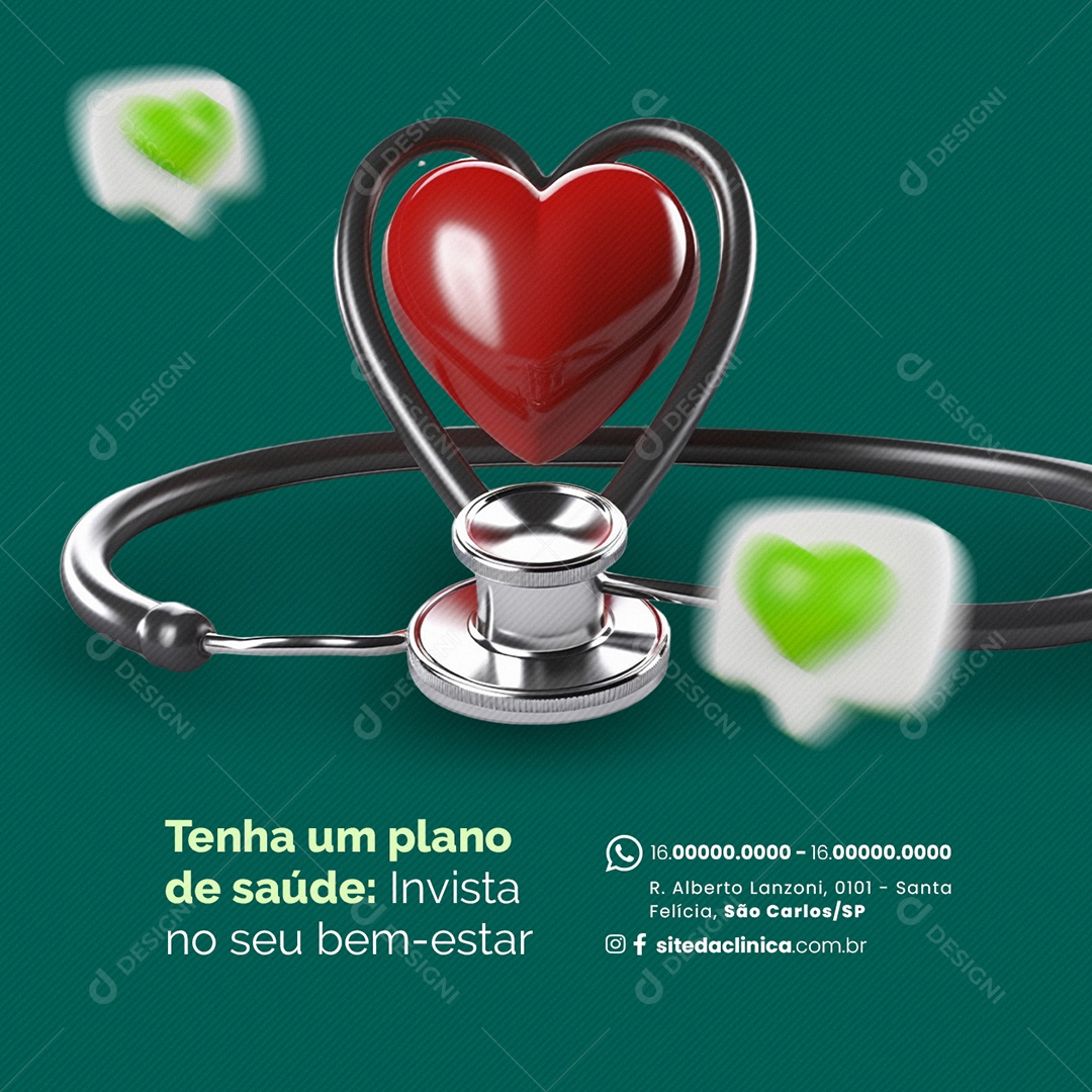 Clínica Médica Tenha um plano de saúde invista no seu bem estar Social Media PSD Editável