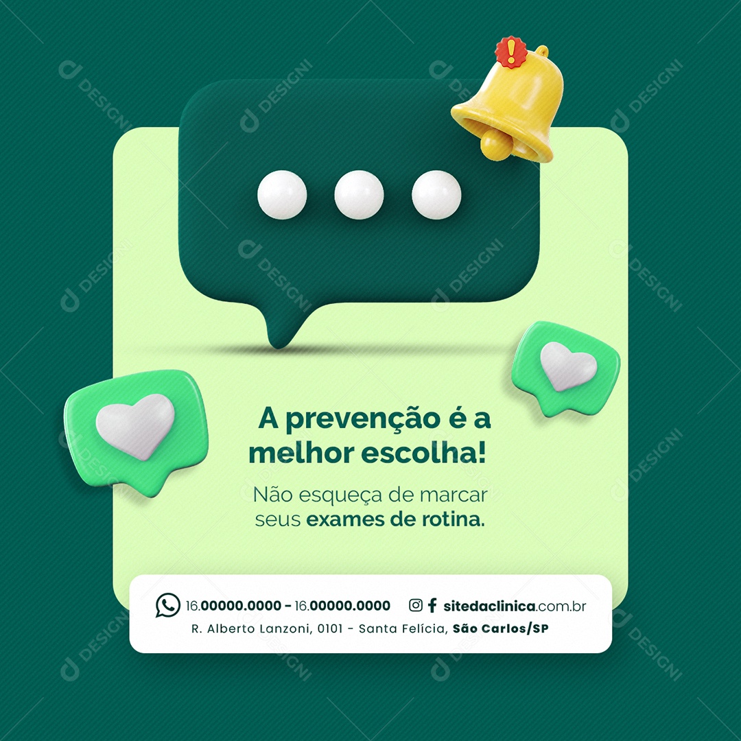 Clínica Médica A prevenção é a melhor escolha Social Media PSD Editável