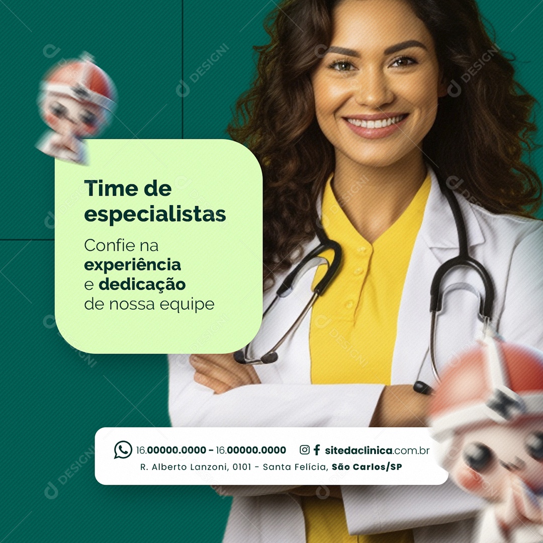 Clínica Médica Time de especialistas Social Media PSD Editável