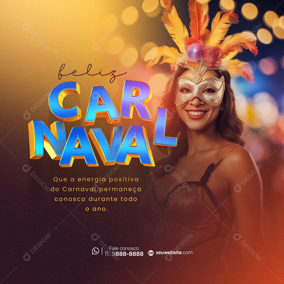 Social Media Feliz Carnaval Energia Positiva PSD Editável