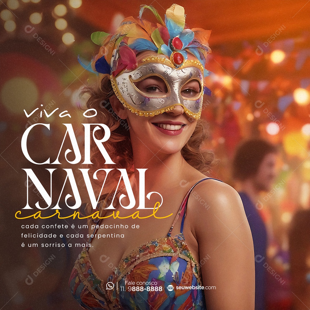 Social Media Viva o Carnaval Felicidade Sorriso a Mais PSD Editável