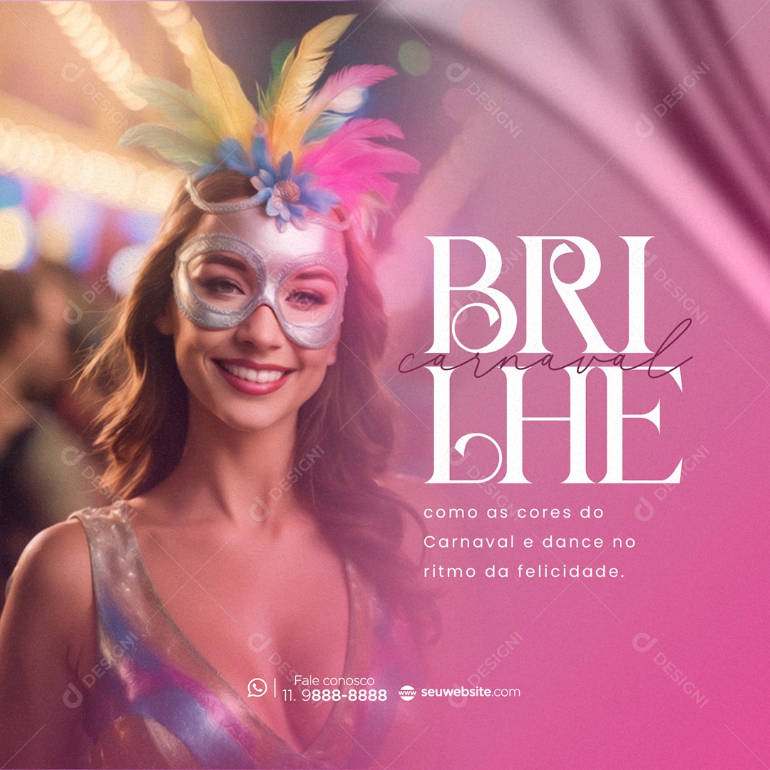 Social Media Brilhe Como as Cores Do Carnaval PSD Editável