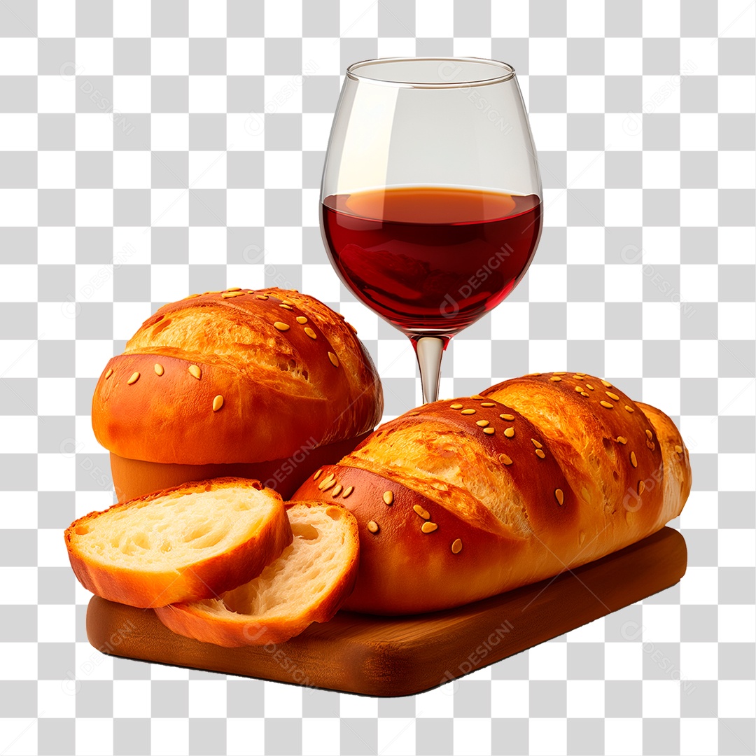 Pães em Tábua com Vinho PNG Transparente