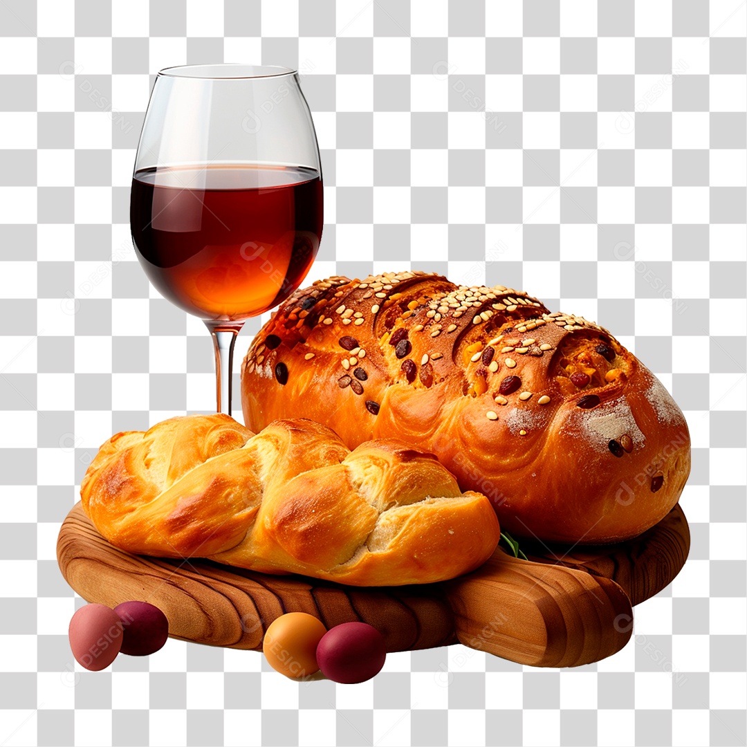 Pães em Tábua com Vinho PNG Transparente