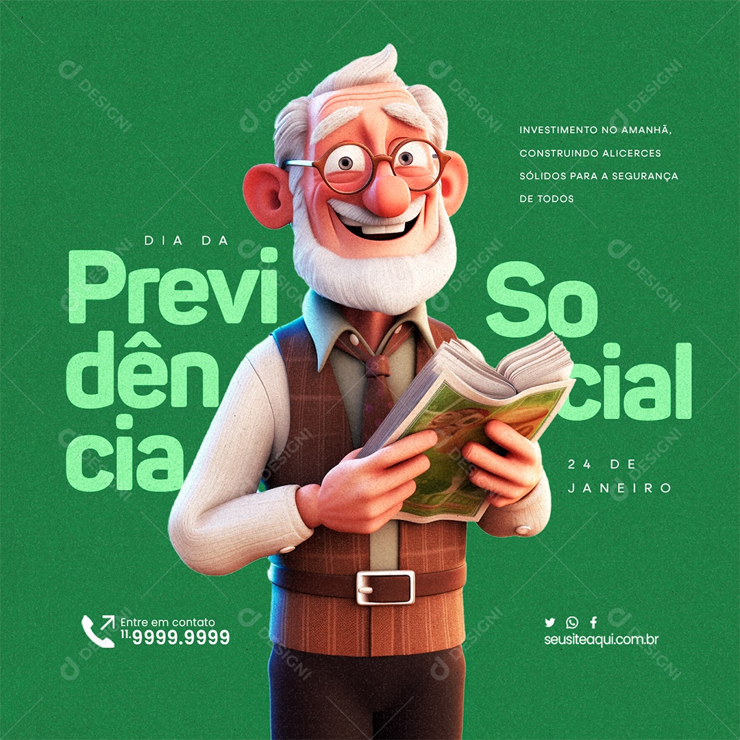 Dia Da Previdência Social 24 De Janeiro Investimento no Amanhã Social Media PSD Editável