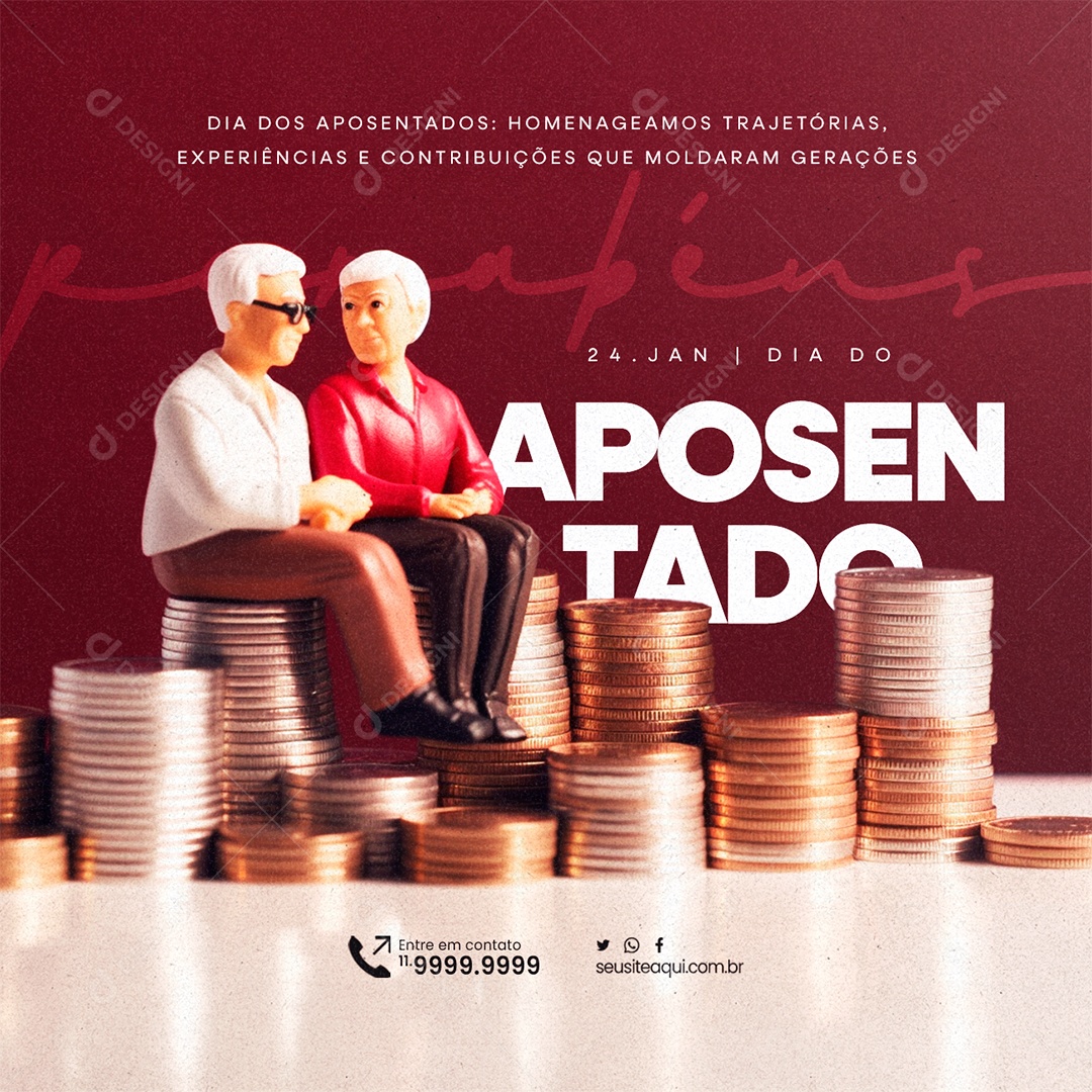 Dia dos Aposentados 24 De Janeiro Homenageamos Trajetórias Social Media PSD Editável