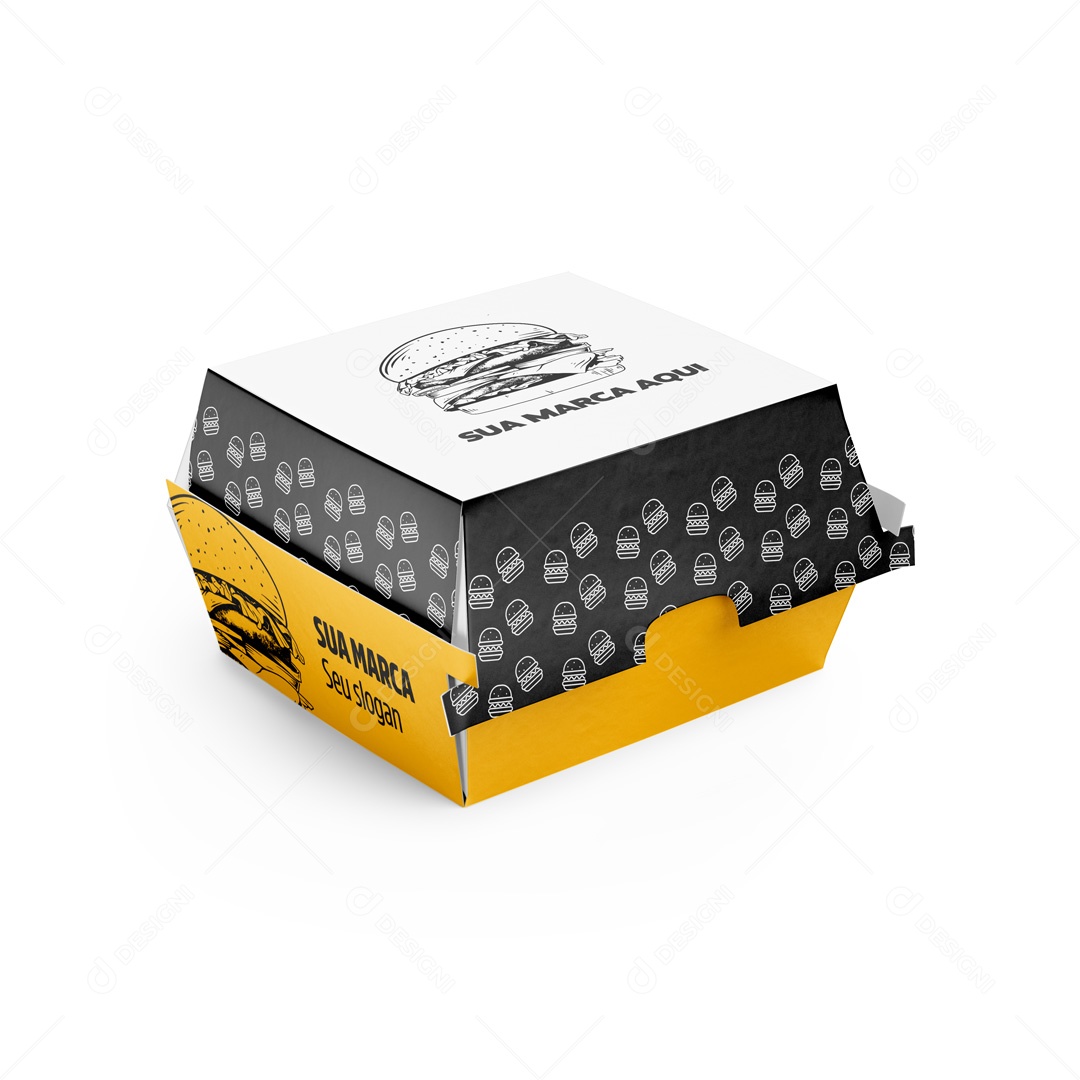 Mockup Caixa De Hamburguer PSD Editável