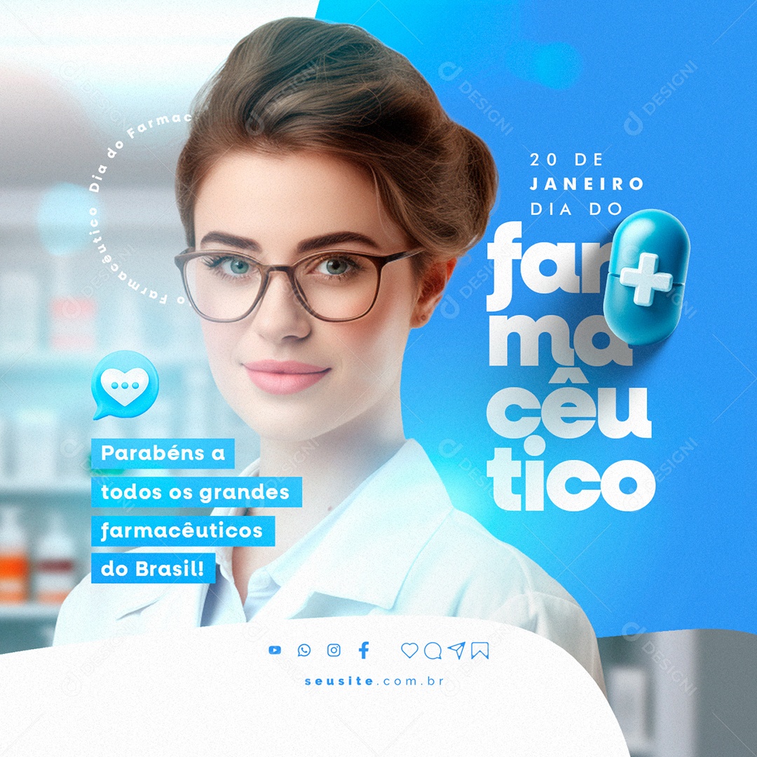 Dia Do Farmacêutico Parabéns a todos os grandes farmacêuticos Social Media PSD Editável