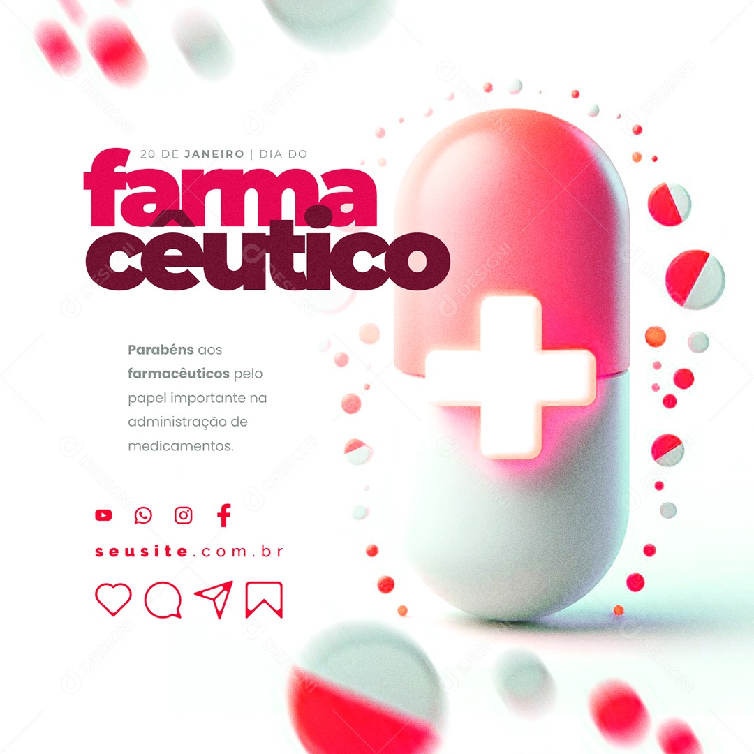 Dia Do Farmacêutico 20 De Janeiro Parabéns aos farmacêuticos Social Media PSD Editável