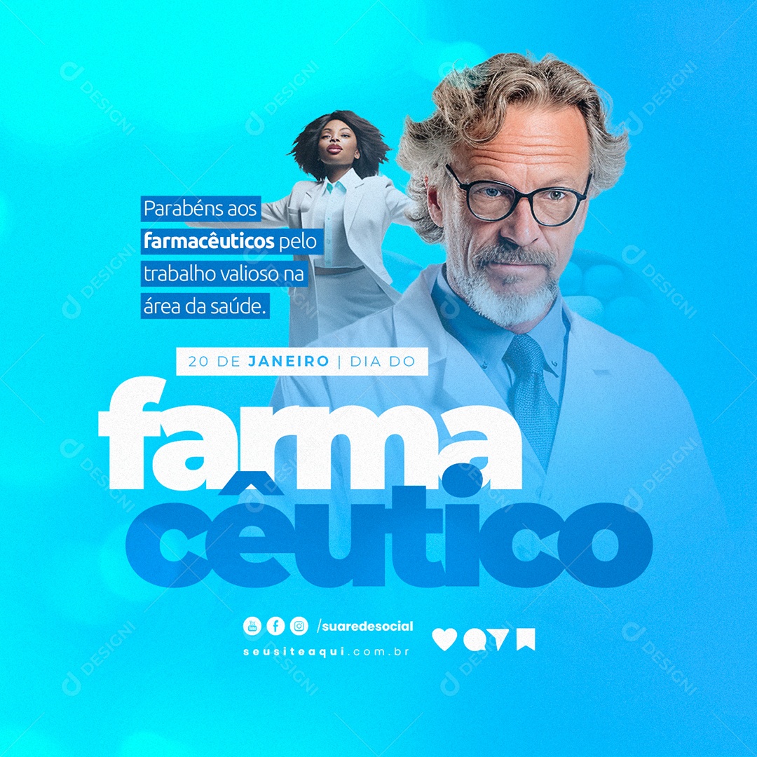 Dia Do Farmacêutico 20 De Janeiro Parabéns aos farmacêuticos pelo trabalho Social Media PSD Editável
