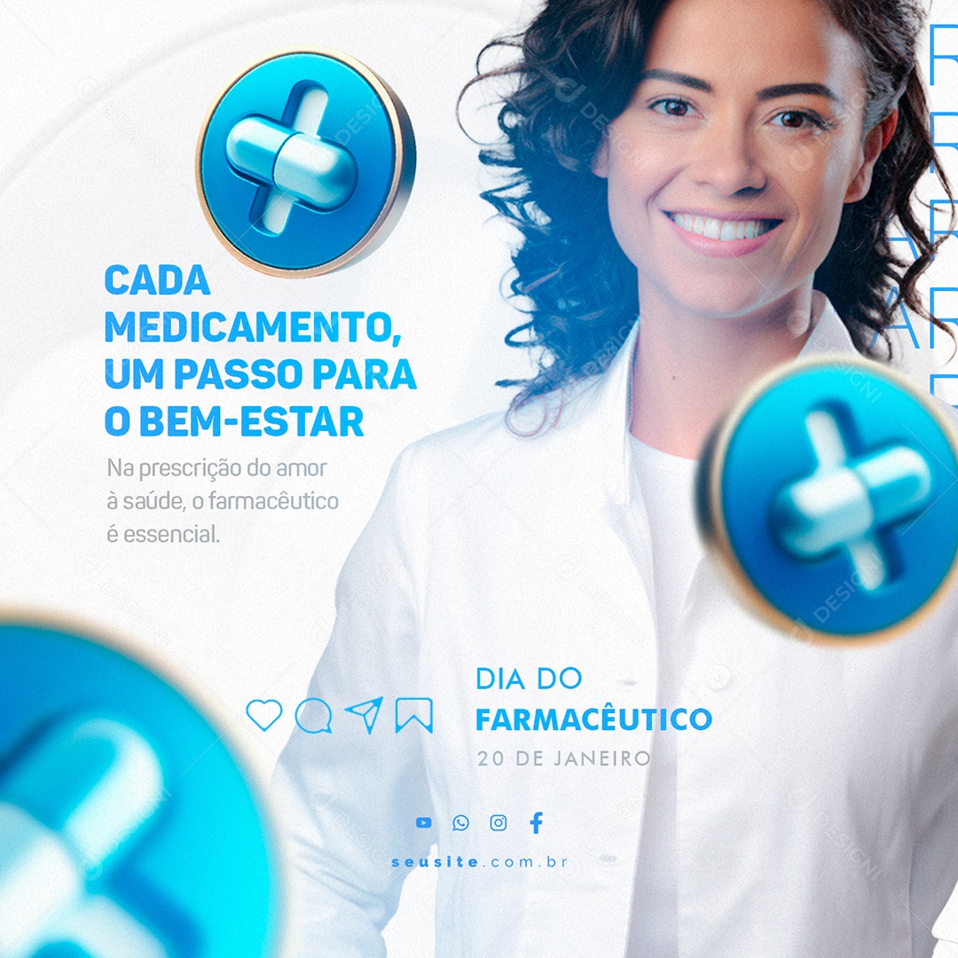 Dia Do Farmacêutico Cada Medicamento um Passo para o Bem Estar Social Media PSD Editável
